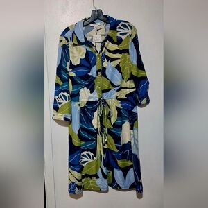 ZOEY &LEELO Long Sleeve Floral Dress in Blue and Green size L